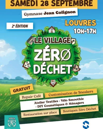 Affiche du village zéro-déchet de Louvres, organisé par le SIGIDURS.