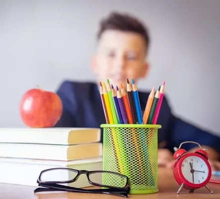 Un enfant à l'école fait sa rentrée.