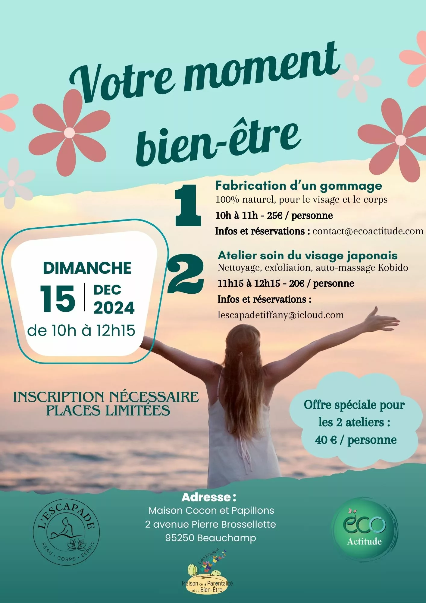 Affiche atelier bien-être à la Maison Cocon et Papillons avec Eco-Actitude et L'Escapade