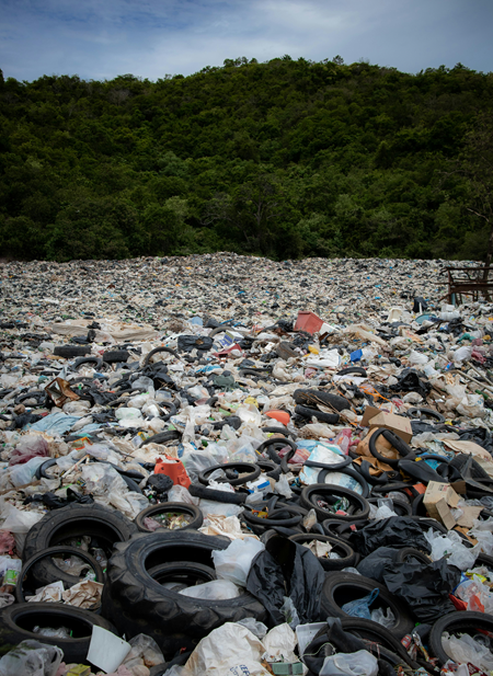 Des millions de déchets sur une plage.